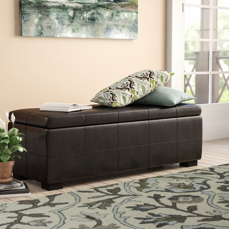 Red Barrel Studio® Alescia Faux Leather Flip top Storage Bench